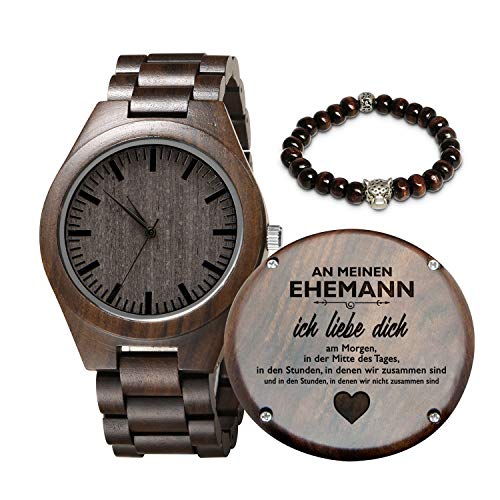 Gravierte hölzerne Uhr für Ehemann, personalisierte hölzerne Uhr Geschenk für Familie Jubiläums Weihnachts Geschenk (An Meinen Ehemann) von Kenon
