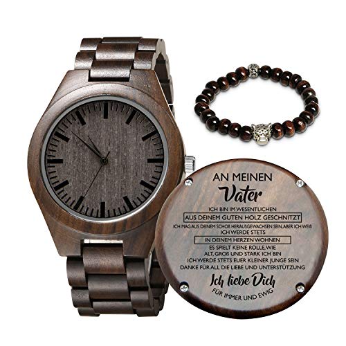 Kenon Gravierte hölzerne Uhr für Sohn und Freund, personalisierte hölzerne Uhr Geschenk für Freund, Abitur Geschenk von Mama, von Papa (Junge zum Vater) von Kenon