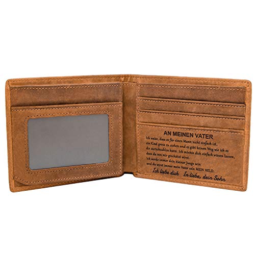 Kenon Custom RFID Blocking Bifold Stilvolle Brieftasche für Männer Personalisierte schlanke Kreditkartenhalter Handgemachte Valentinstag (Papa vom Sohn) von Kenon