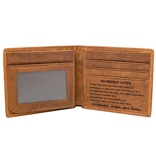 Kenon Custom RFID Blocking Bifold Stilvolle Brieftasche für Männer Personalisierte schlanke Kreditkartenhalter Handgemachte Valentinstag (Papa von Tochter) von Kenon
