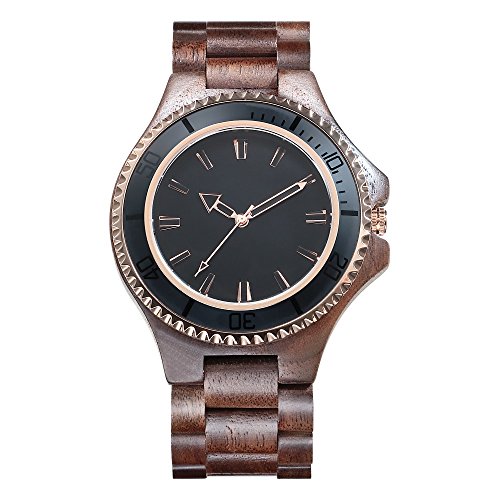 Kenon Männer Holz Uhr Luxus Vintage handgemachte natürliche Walnuss Holz Quarz Analog Herren Armbanduhren mit Geschenk-Box von Kenon