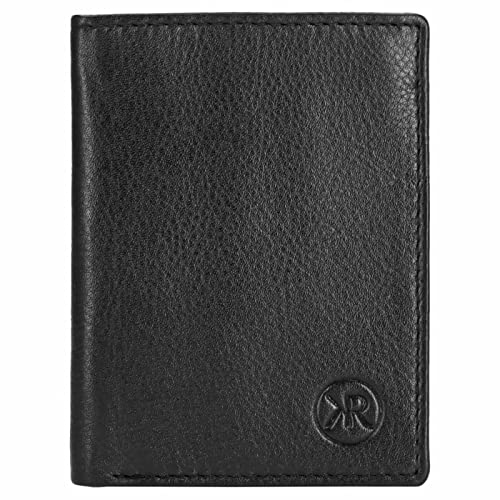 Kenorada Kreditkartenetui Ried | kleines Etui für Herren | aus hochwertigem Echtleder | 12 Kartenfächer für Kreditkarten | Scheinfach (schwarz) von Kenorada