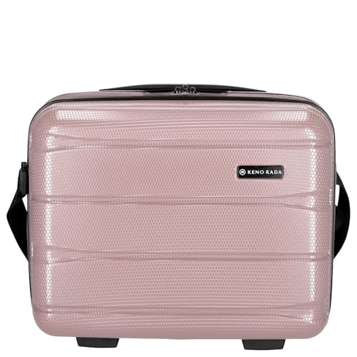 Kenorada Beautycase Wave | Kosmetikkoffer aus Stabiler ABS Hartschale | praktische Aufteilung und mehrere Fächer | auf Trolley aufsteckbar | mit Umhängegurt (Rose, Beautycase) von Kenorada