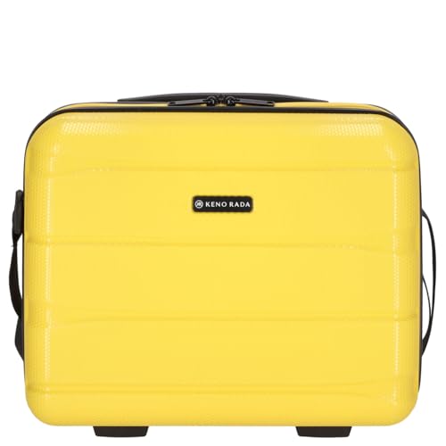 Kenorada Beautycase Wave | Kosmetikkoffer aus Stabiler ABS Hartschale | praktische Aufteilung und mehrere Fächer | auf Trolley aufsteckbar | mit Umhängegurt (gelb, Beautycase) von Kenorada