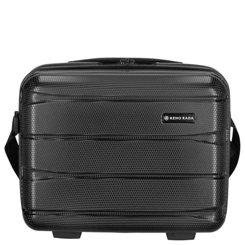 Kenorada Beautycase Wave | Kosmetikkoffer aus Stabiler ABS Hartschale | praktische Aufteilung und mehrere Fächer | auf Trolley aufsteckbar | mit Umhängegurt (schwarz, Beautycase) von Kenorada