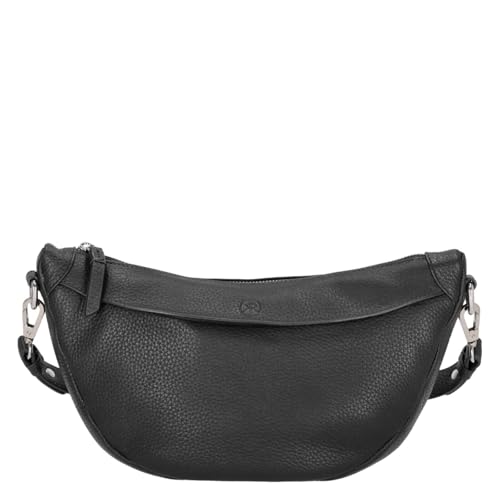 Kenorada Beuteltasche The Courbette Inkanati Moonbag | schicke Damen Umhängetasche | Echtleder | großes Hauptfach mit Reißverschluss | Steckfach innen | Reißverschlussfach außen (black, M) von Kenorada