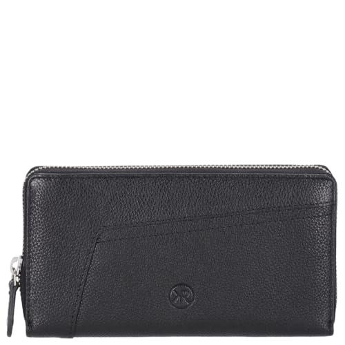 Kenorada Langbörse Damen Euphrat Long Zip Wallet | schicke Geldbörse für Damen | aus hochwertigem Echtleder | Münzfach und 11 Kartenfächer | (schwarz) von Kenorada