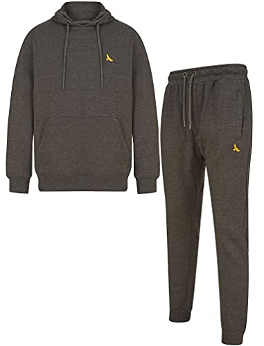 Hands Matching 2pc Hoody & Jogger Brushback Fleece Co-rd Set in Charcoal Marl – Kensington Eastside - L von Kensington Eastside