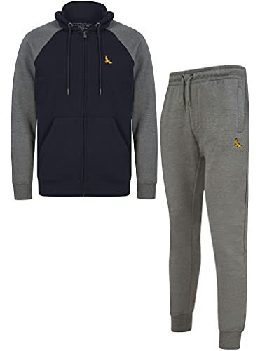 Replex 2pc Hoody & Jogger Brushback Fleece Tracksuit Co-ord Set in Sky Captain Navy / Mid Grey Marl – Kensington Eastside - XL von Kensington Eastside