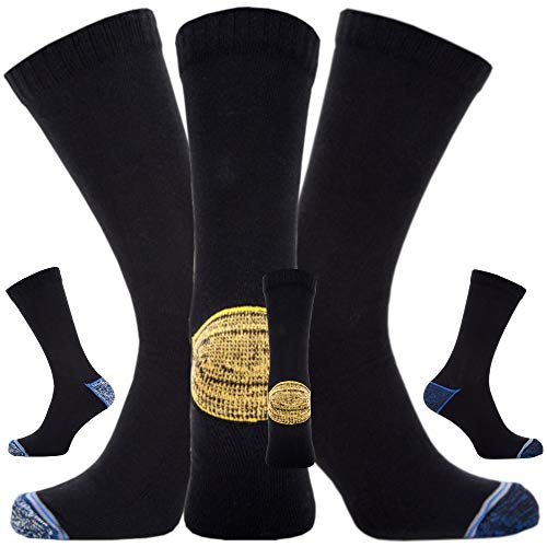 Herren Schwarz 90% Baumwolle Rich Kensington® Trailblazer Comfort Work Rest & Play Socken - Verstärkte Wade Ferse & Zehen Anti-Schweiß Geruchskontrolle Gepolsterte Sohle Gr. 39-45, Packung mit 6 Paar. von Kensington