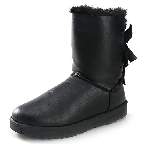 Kentti Damen Bow Elastische Gurte Winter Warm Gefüttert Schneestiefel Schwarz 40 EU von Kentti