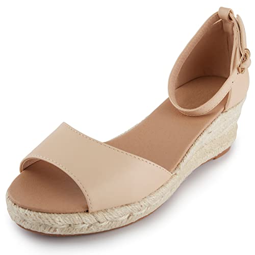 Kentti Damen Open Toe Knöchelriemen Espadrille Wedge Sandalen Apricot 37 EU / 4 UK von Kentti