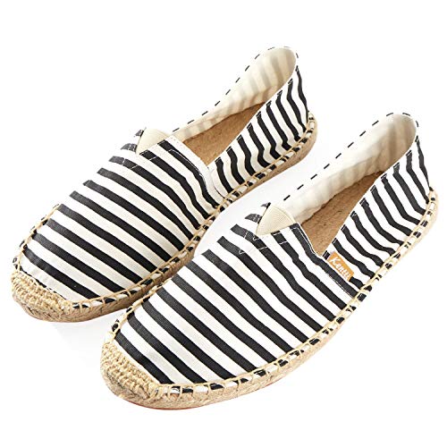 KENTTI Herren Stripe Canvas Klassische Flache Espadrilles Schwarz 44 EU von KENTTI