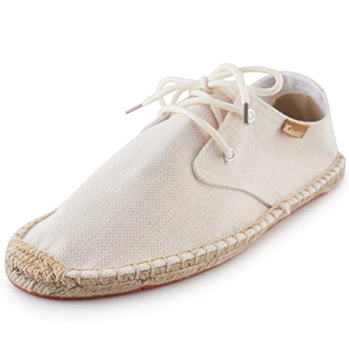 KENTTI Herren Classic Solid Covered Lace-Up Espadrilles Beige 43 EU von KENTTI