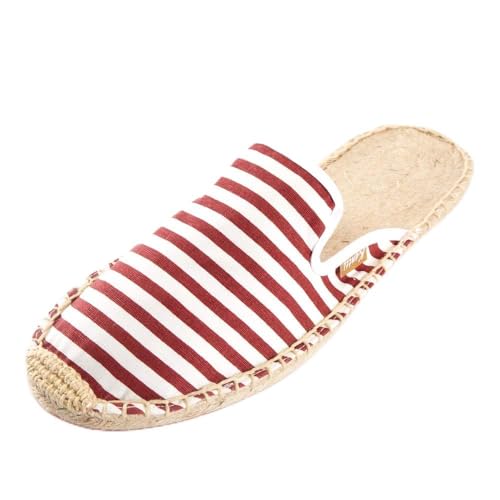Kentti Herren Classic Stripe Canvas Flache Espadrilles Pantoletten Rot 37 EU von Kentti