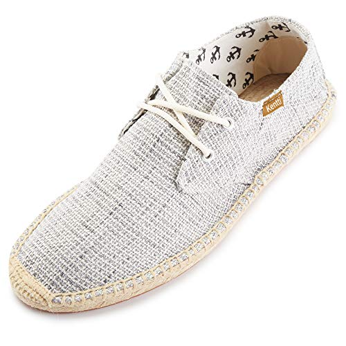 KENTTI Herren Schnürung Casual Canvas Slip auf flachen Espadrille Schuhen Grau 41 EU von KENTTI