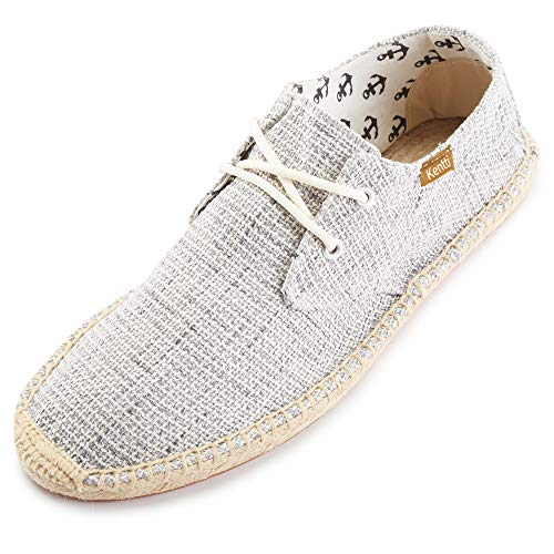 Kentti Herren Schnürung Casual Canvas Slip auf flachen Espadrille Schuhen Grau 42 EU von Kentti