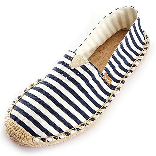 Kentti Herren Stripe Canvas Klassische Flache Espadrilles Blau 44 EU von Kentti