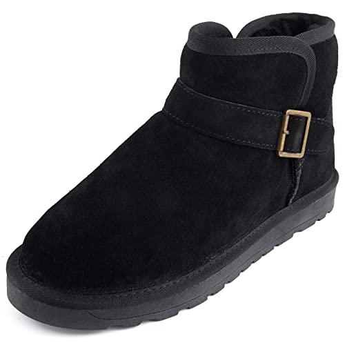 Kentti Kurze Warme Winter-Schneestiefel für Damen Schwarz 39 EU von Kentti