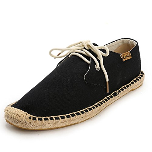 Kentti Men's Classic Lace-up Canvas Esapdrilles Schwarz- 44 EU von Kentti