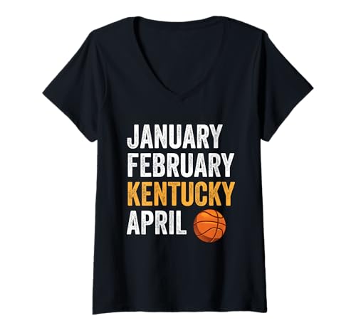 Damen Basketball Fan - January February Kentucky April T-Shirt mit V-Ausschnitt Damen Basketball Fan - January February Kentucky April T-Shirt mit V-Ausschnitt von Kentucky Goals