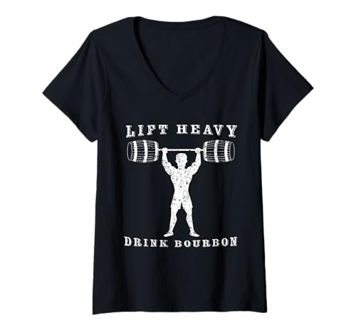 Damen Lustiges Kentucky Lift Heavy Drink Bourbon Whiskey Gym Workout T-Shirt mit V-Ausschnitt Damen Lustiges Kentucky Lift Heavy Drink Bourbon Whiskey Gym Workout T-Shirt mit V-Ausschnitt von Kentucky Racing Co