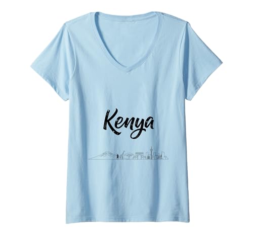 Damen Kenia Skyline Reise Urlaub Outfits T-Shirt mit V-Ausschnitt Damen Kenia Skyline Reise Urlaub Outfits T-Shirt mit V-Ausschnitt von Kenya Casual Clothes T-Shirts