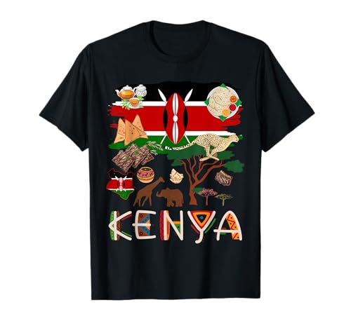 Kenia-Flagge, Outfit, Idee für Kinder, Kenia Food & Kenianische Flagge T-Shirt Kenia-Flagge, Outfit, Idee für Kinder, Kenia Food & Kenianische Flagge T-Shirt von Kenyan Themed Accessories Ideas For Women
