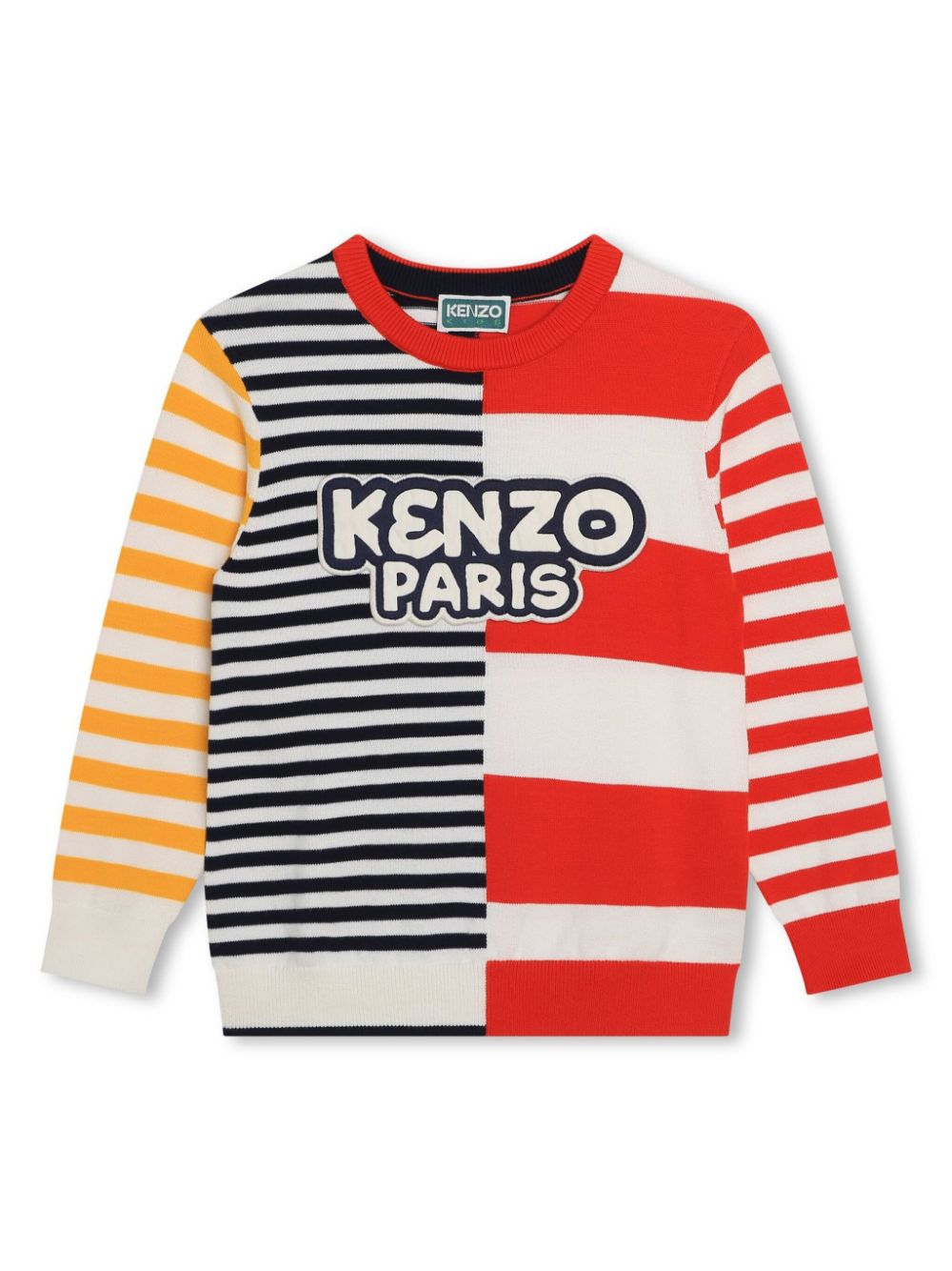 Kenzo Kids Gestreifter Pullover mit Logo-Patch - Rot von Kenzo Kids