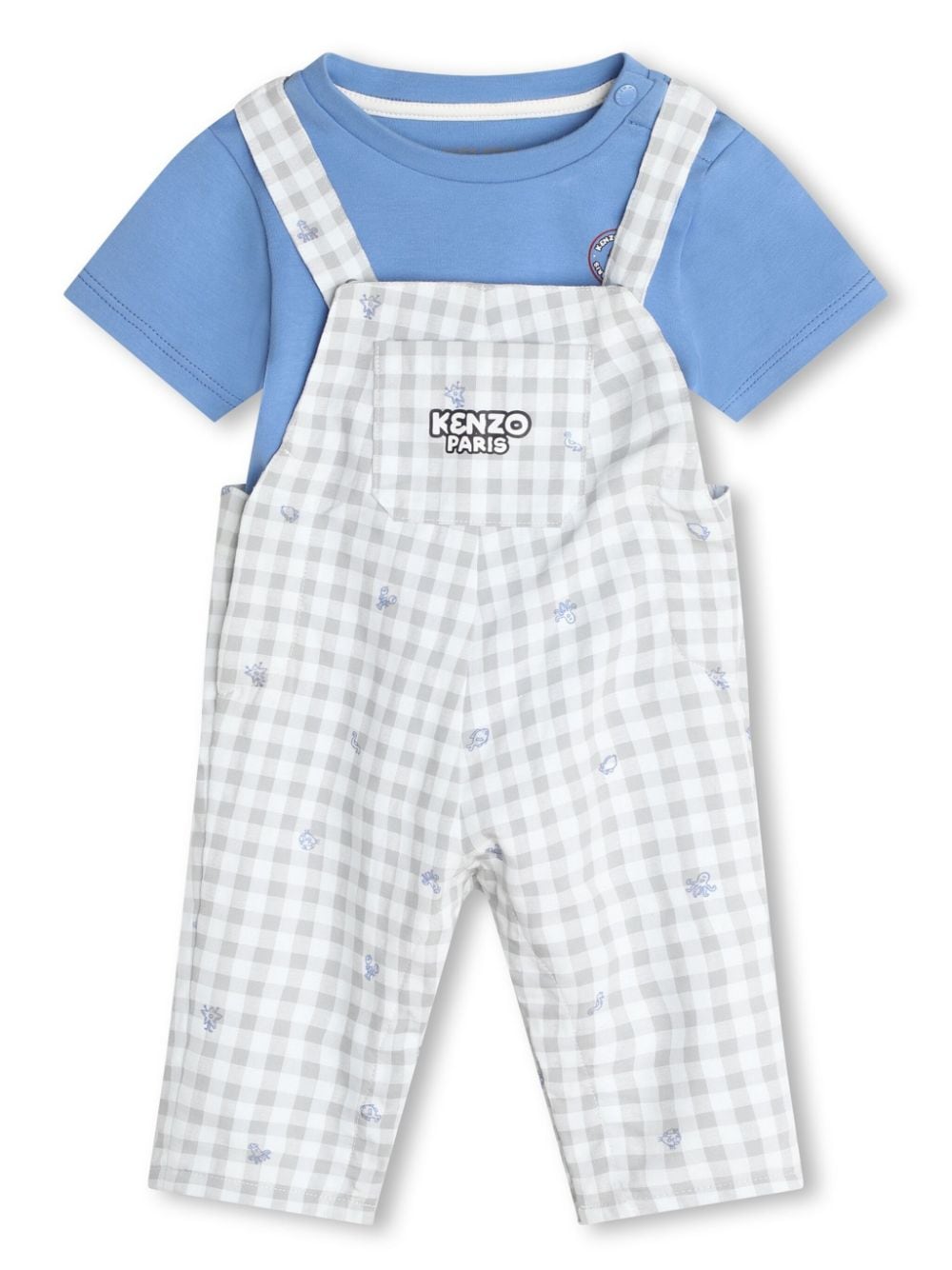 Kenzo Kids Kariertes Latzhosen-Set - Blau von Kenzo Kids