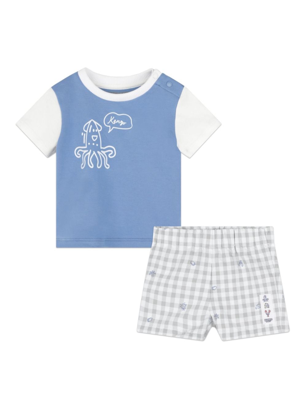 Kenzo Kids Kariertes Short-Set mit Print - Blau von Kenzo Kids