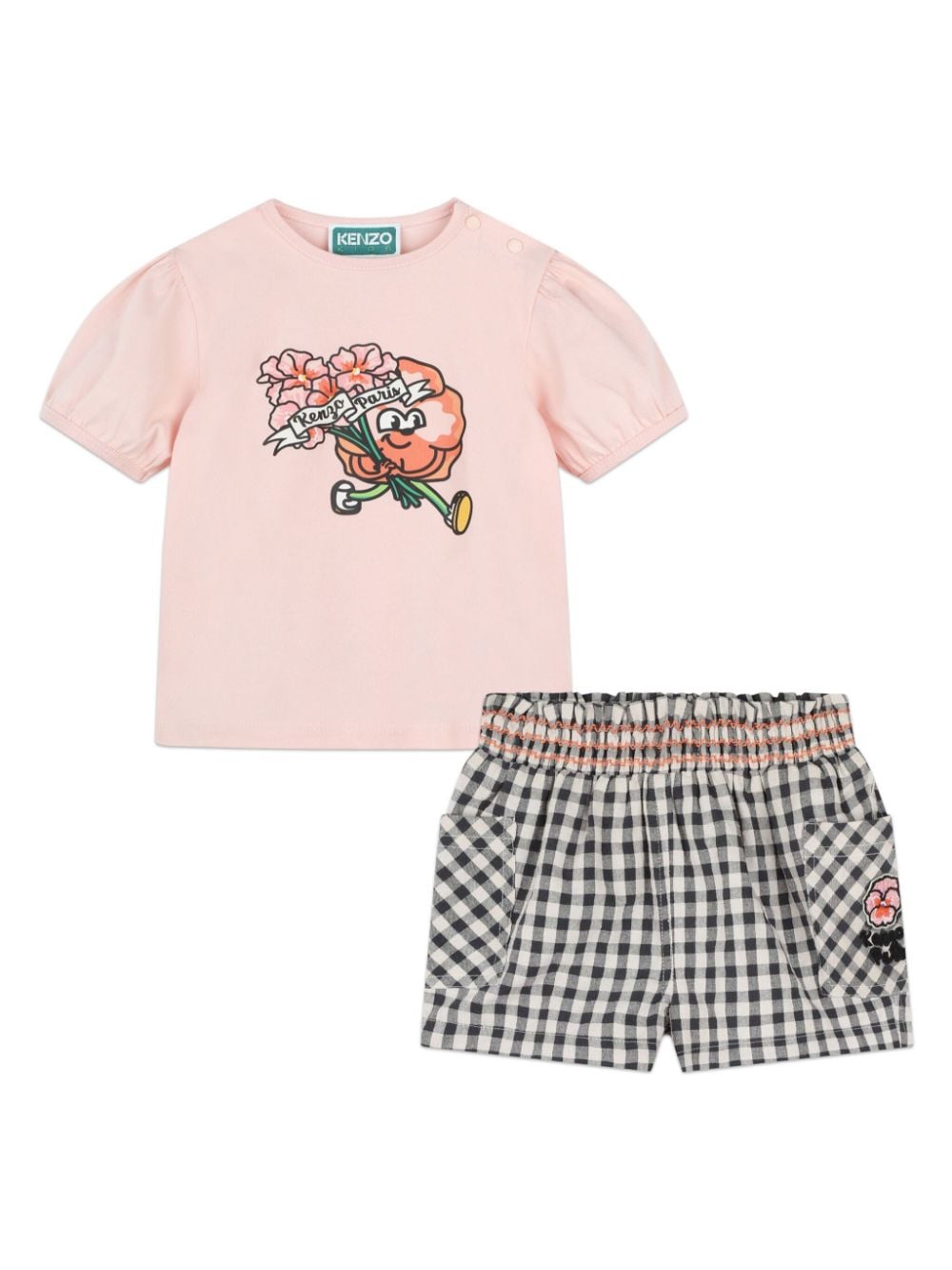 Kenzo Kids Short-Set aus Bio-Baumwolle mit Logo-Print - Nude von Kenzo Kids