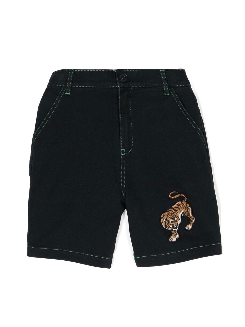 Kenzo Kids Knielange Jeans-Shorts mit Tiger - Blau von Kenzo Kids