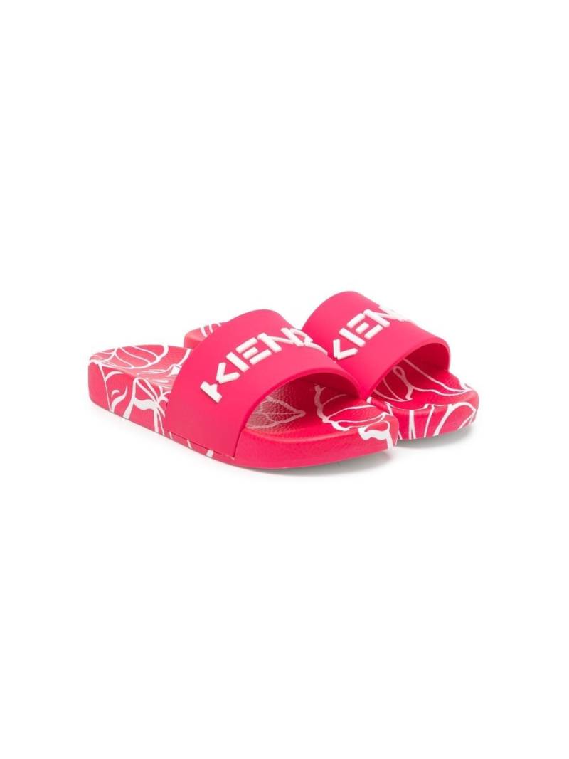 Kenzo Kids Pantoletten mit Logo-Print - Rosa von Kenzo Kids