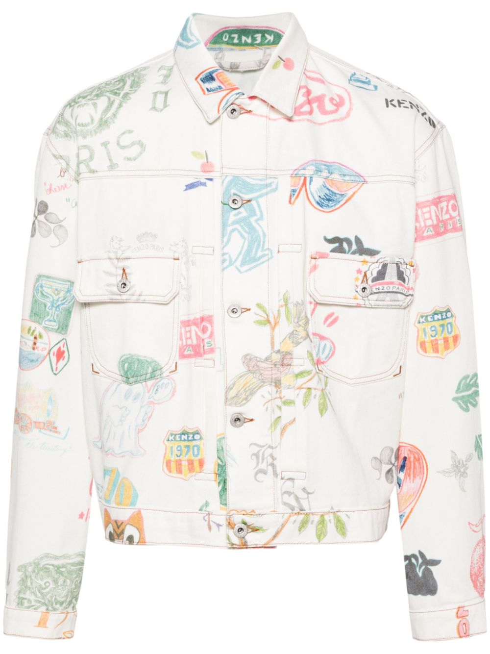 Kenzo Drawn Varsity Jacke - Weiß von Kenzo