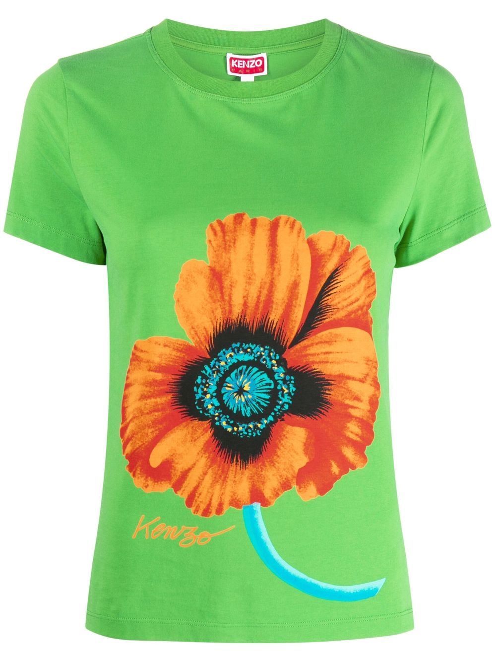 Kenzo T-Shirt mit Mohn-Print - Grün von Kenzo