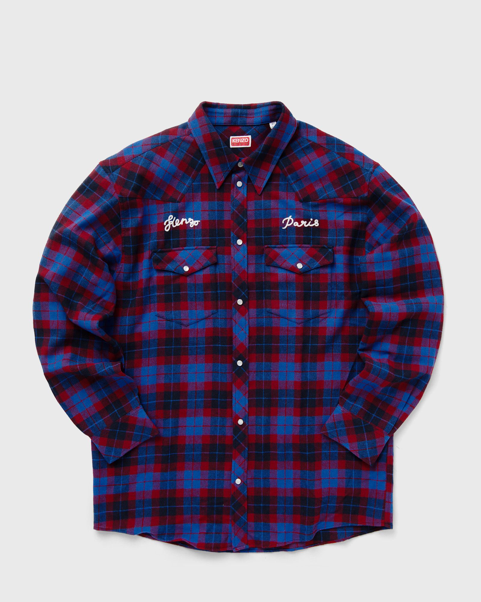 Kenzo RUE VIVIENNE 1970 WESTERN SHIRT men Longsleeves blue|red in Größe:FR 39 von Kenzo