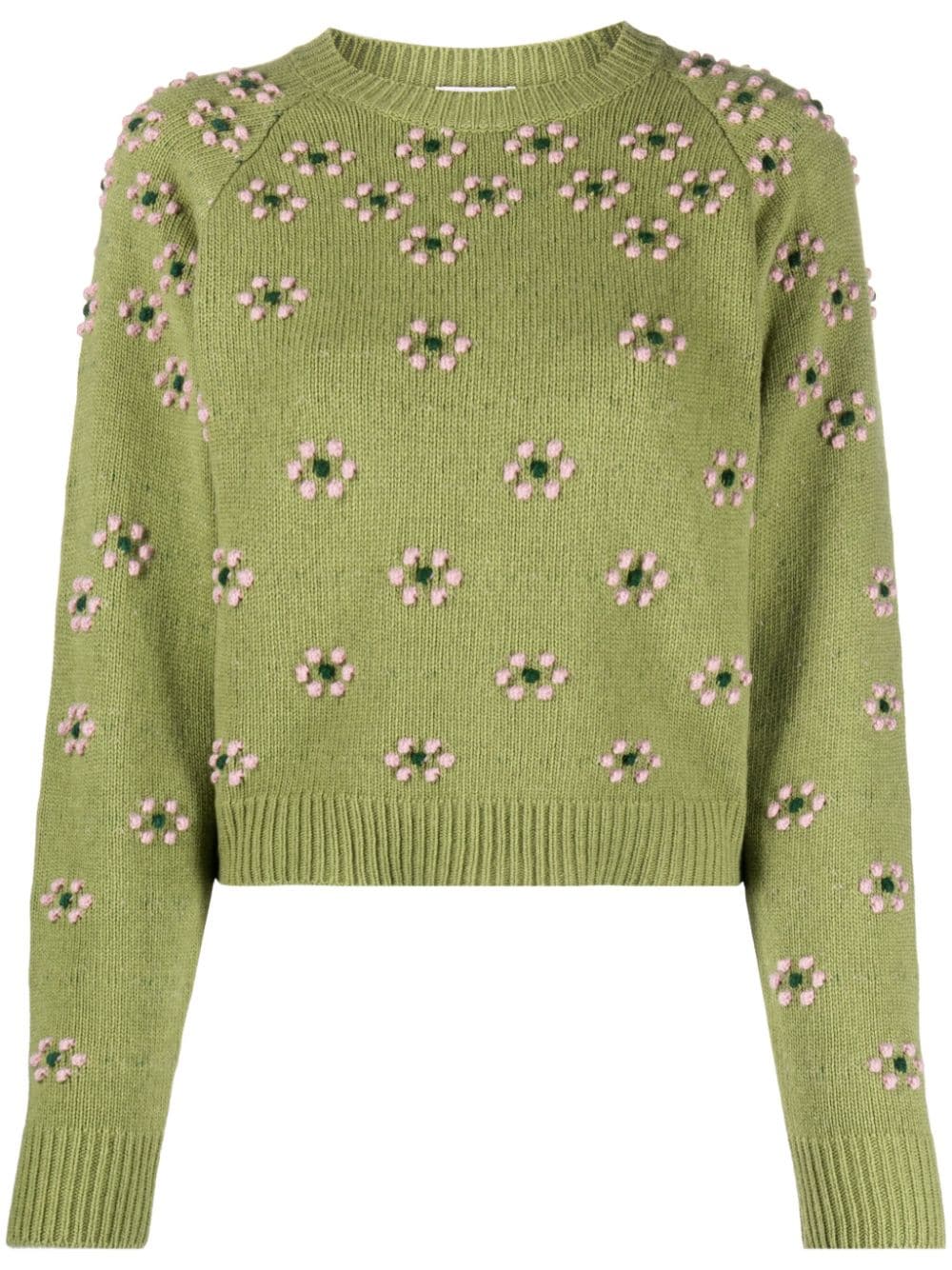 Kenzo Pullover mit aufgestickten Blumen - Grün von Kenzo