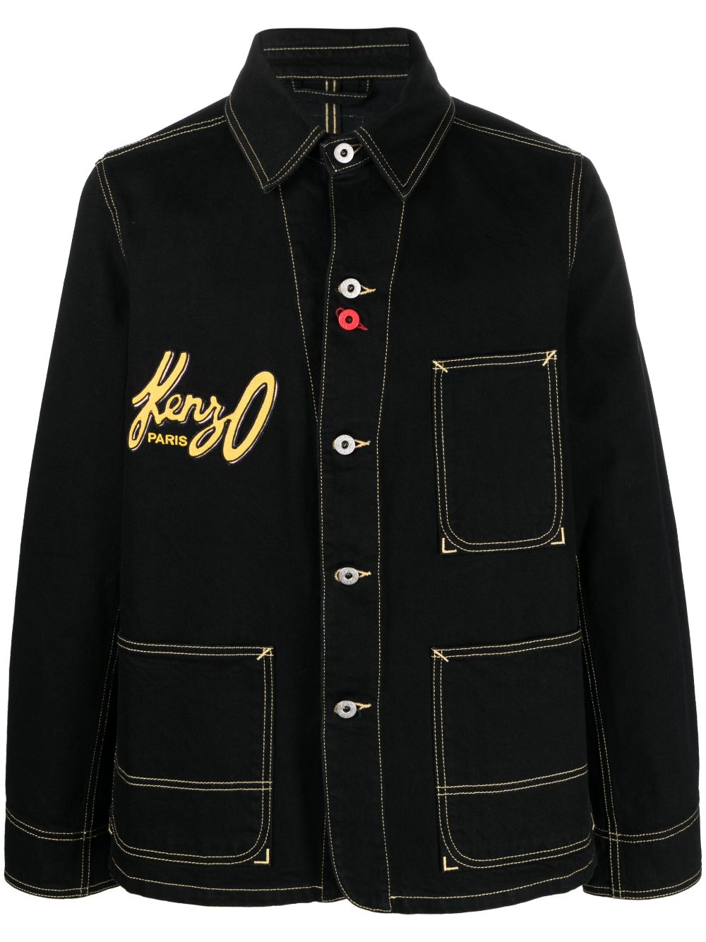 Kenzo Hemdjacke mit Logo-Patch - Schwarz von Kenzo