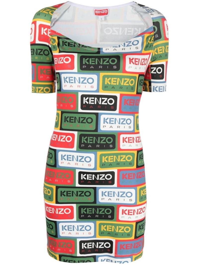 Kenzo Minikleid mit Logo-Print - Grün von Kenzo