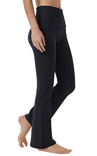 Keolorn Bootcut Yogahose für Damen, hohe Taille, Workout-Hose für Damen, Bauchkontrolle, Bootleg Arbeitshose, Kleid Hose, Schwarz, M von Keolorn