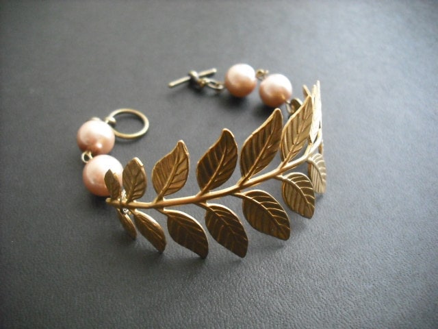 Armband, Raw Brass Armband Perle Ein Hauch Von Leben-Armband von KeoniDesign