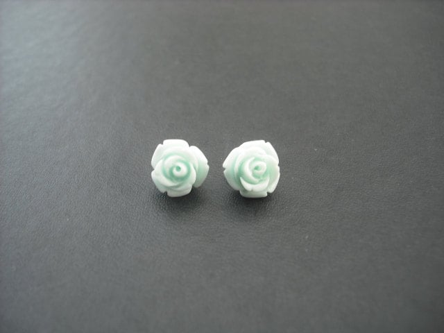 Baby Blue Rose Post-Ohrring von KeoniDesign