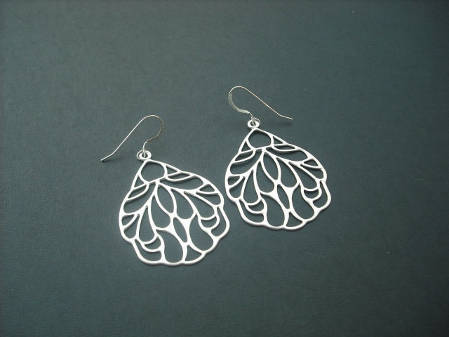 Jugendstil-Stil Flügel Anhänger Ohrringe - Sterling Silber Ohrdrähte von KeoniDesign