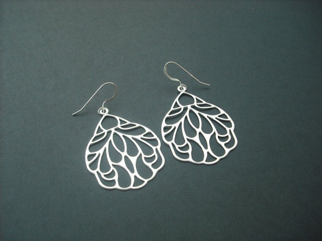 Jugendstil-Stil Flügel Anhänger Ohrringe - Sterling Silber Ohrdrähte von KeoniDesign