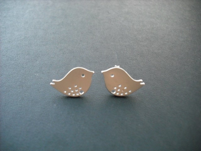 Liebe Vögel Post Ohrringe - Matt, Weiß, Vergoldet Und Sterling Silber von KeoniDesign