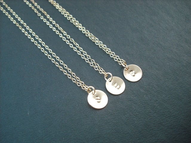 Personalisierte, Drei Hand Gestempelt Erste Halskette - Gefüllt 14 K Gold Metall von KeoniDesign