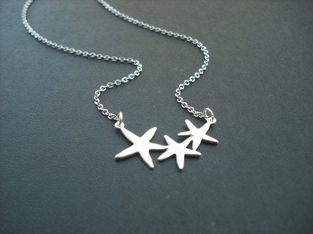 sterling Silber Kette - Adorable Triple-Seestern-Halskette von KeoniDesign