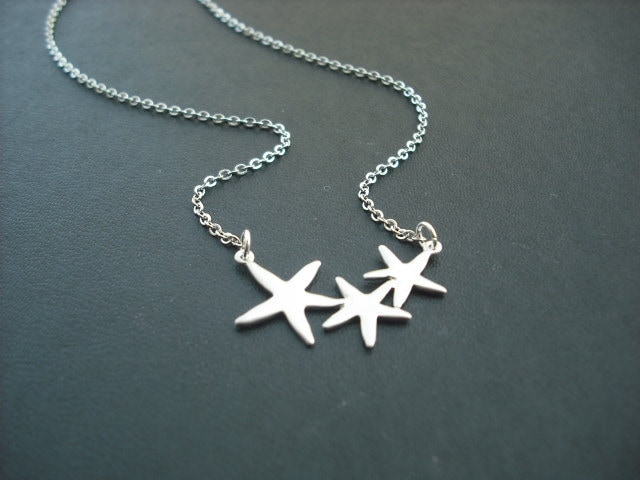 sterling Silber Kette - Adorable Triple-Seestern-Halskette von KeoniDesign