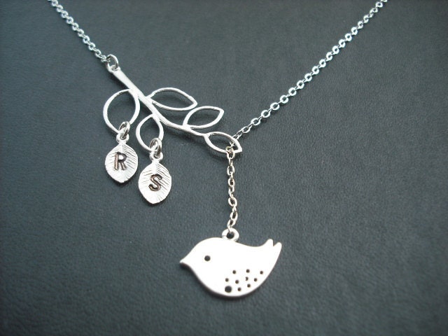 sterling Silber Kette - Personalisierte Erste Filiale Und Vogel-Lasso von KeoniDesign